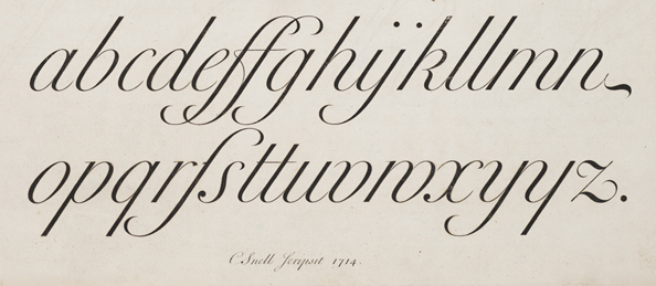 Roundhand alphabet by Charles Snell